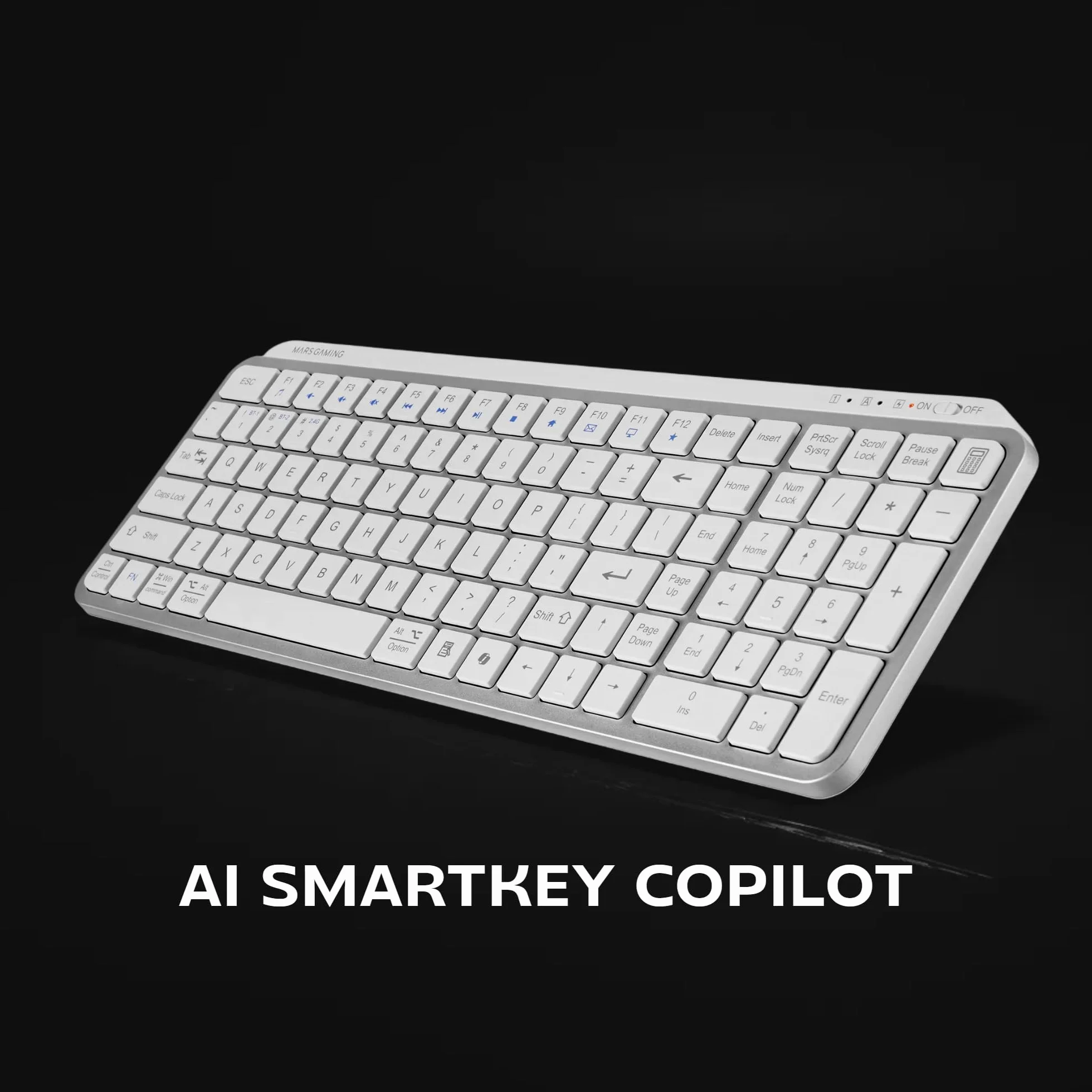 Mars Gaming MK-SILENKEYS Tastiera Wireless Compatta Full-Format Bluetooth 5.1 Dual 2.4GPRO 200h Bianco