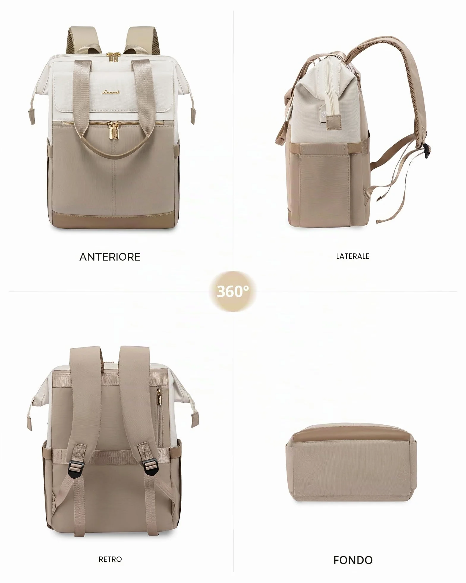 LOVEVOOK Zaino Porta PC Donna 15,6 Pollici, Antifurto e Impermeabile, Con Porta USB per Lavoro, Università, Viaggi, Docente, Ufficio, Scuola