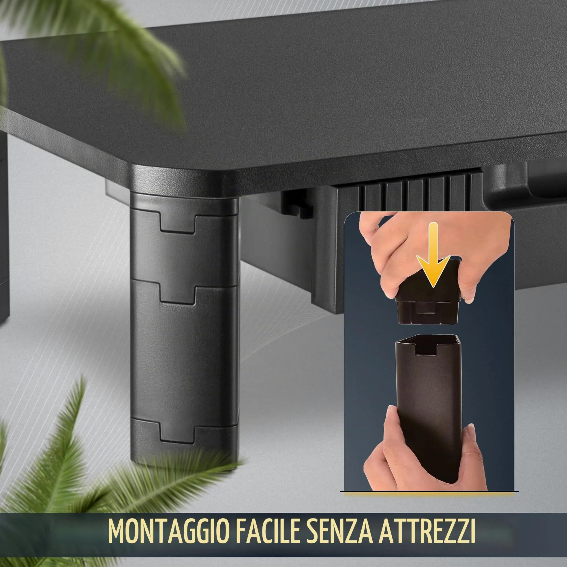 RICOO Supporto monitor scrivania WM9 con cassetti 48 x 10 x 30 cm Rialzo schermo PC Nero