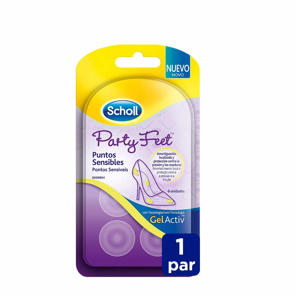 Scholl Party Feet Cuscinetti protettivi punti sensibili Gel Activ per tutti i tipi di calzature 6 pezzi