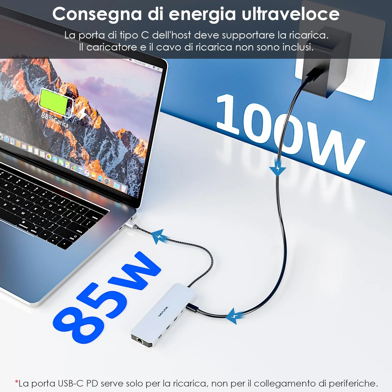 WAVLINK Docking station per laptop, Hub USB C 10G con doppio HDMI, PD in 100W, USB-A/C 3.2 10Gbps, USB-A 5Gbps, USB2.0, Gigabit Ethernet per Dell/HP/Lenovo ecc, solo computer Windows Systerm