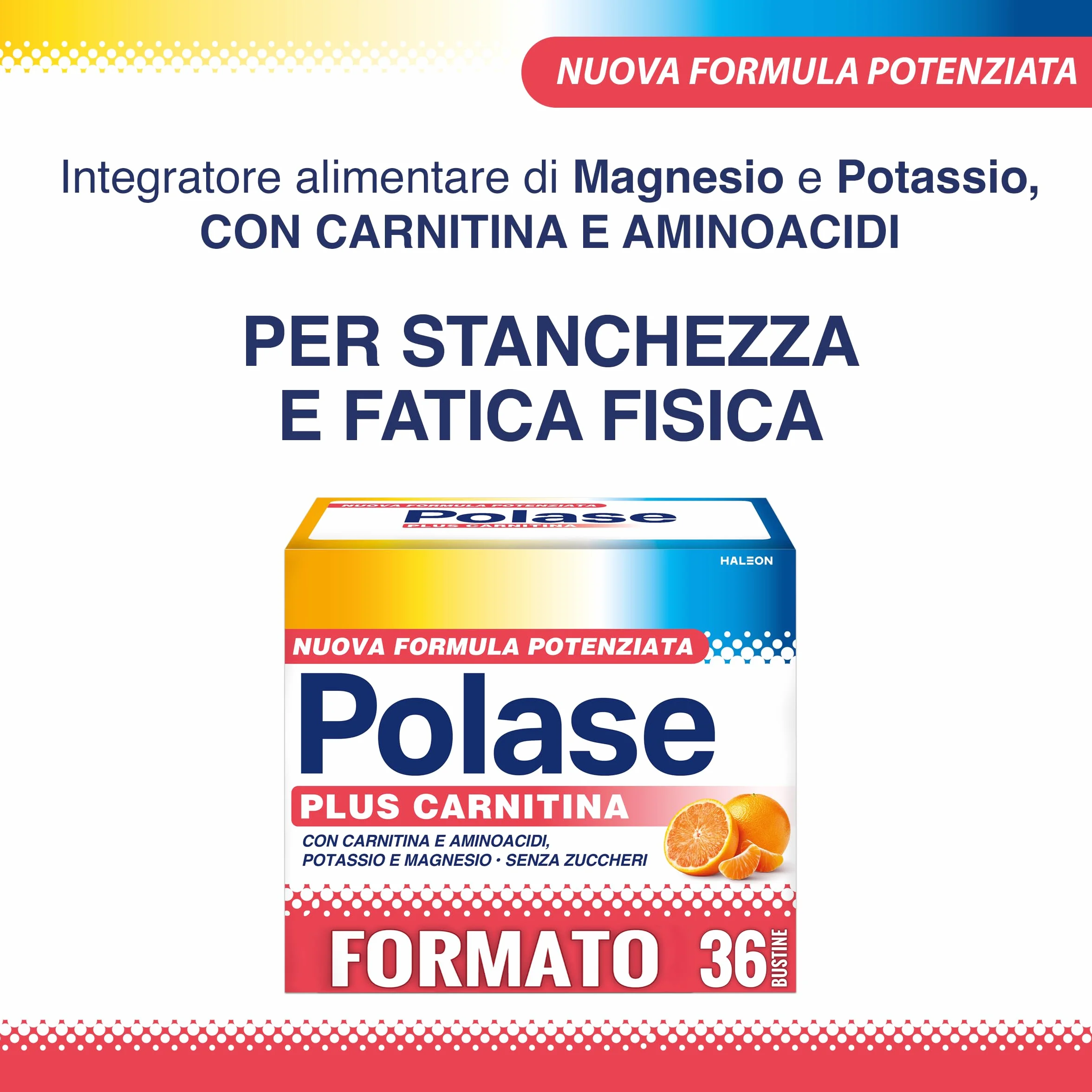 Polase Plus Carnitina 36 Bustine, Stanchezza e Fatica Fisica, Formula con Carnitina e Aminoacidi