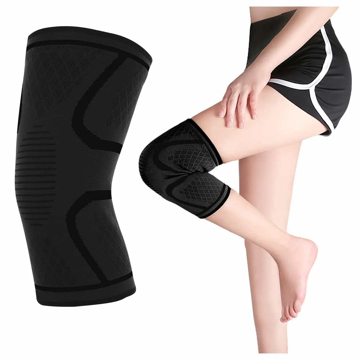 Ginocchiera Ortopedica Tutore Ginocchio Compressione M Nero Singolo per Artrite Dolore Lesioni Legamenti
