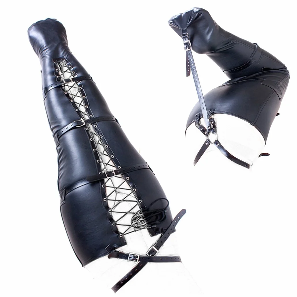 SXOVO Sirena Coda Gambe Legato in Pelle Cinture Bondage Sistema Di Ritenuta SM Fetish Sex Toy (Nero)