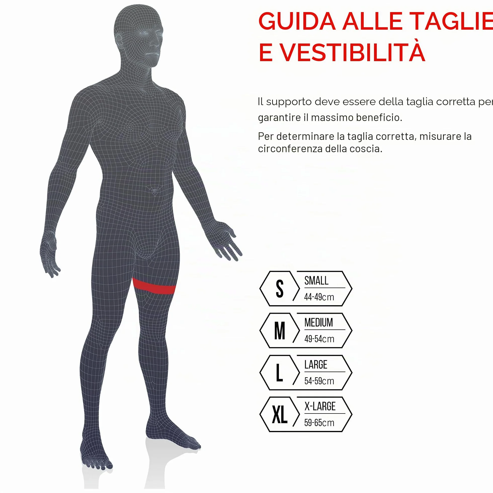 VULKAN Supporto classico per coscia medio, tutore in neoprene per stabilità muscolare e lesioni tendine del ginocchio