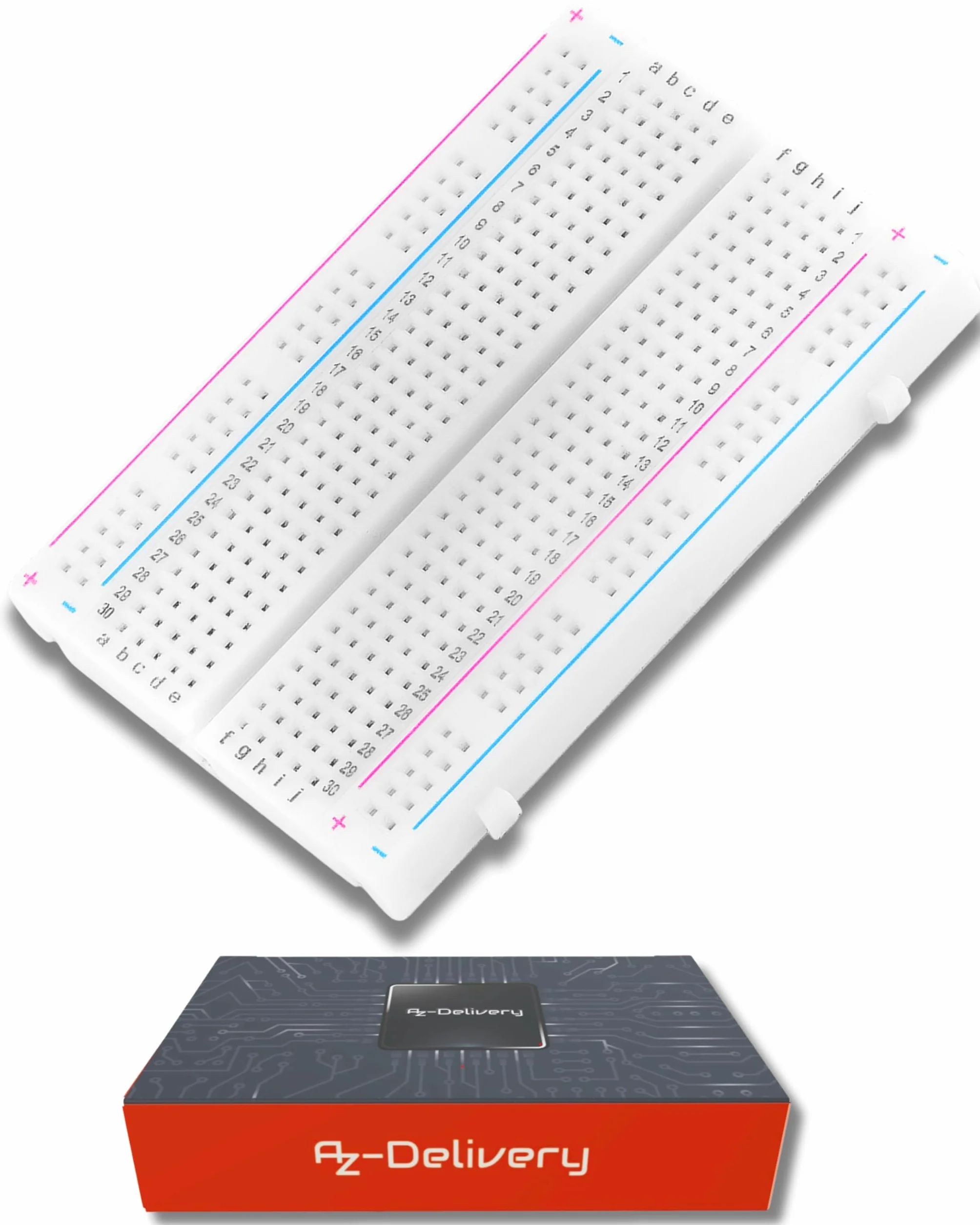 AZDelivery MB-102 Mini Breadboard da 400 Pin con 4 Barre di Alimentazione compatibile con Arduino incluso un E-Book!