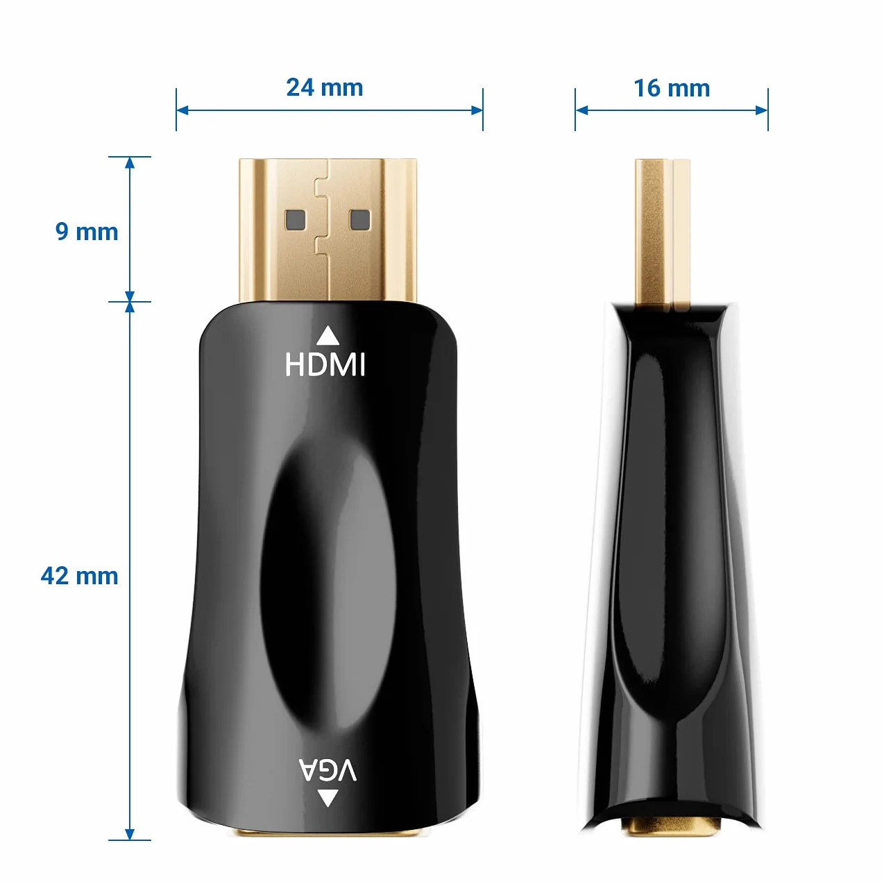 deleyCON Adattatore HDMI a VGA (per monitor VGA/proiettore) computer/laptop/notebook a monitor/proiettore/proiettore (unidirezionale)
