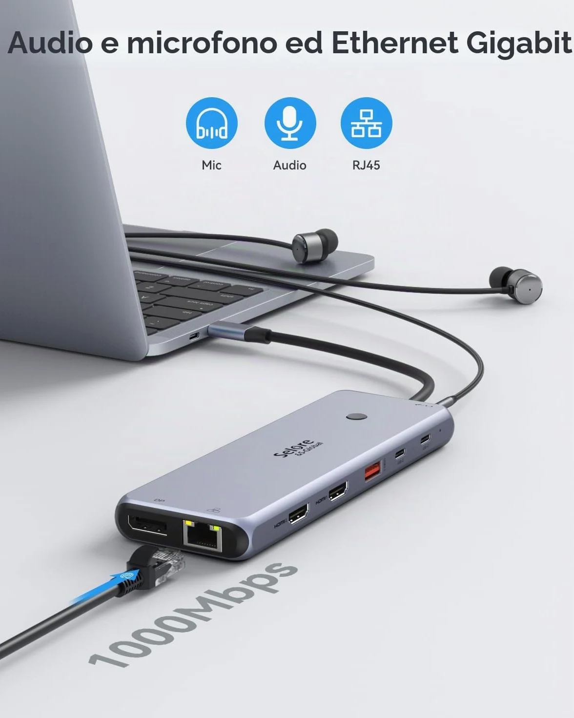Docking Station C Triple Display 13 in 1 Hub Dual HDMI 3 Monitor 2 x 4K HDMI, DisplayPort, 10G USB 3.1, USB 3.0, Gigabit Ethernet, 100W PD, Data Transfer, Audio/Mic