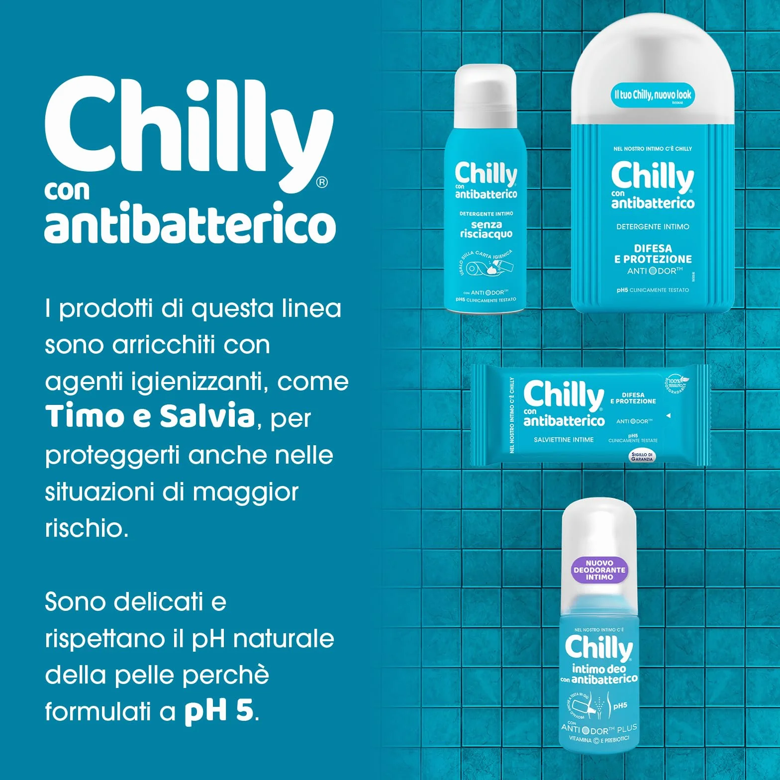 Chilly Detergente Antibatterico Igiene Intima PH 5 Confezione 4x300ml