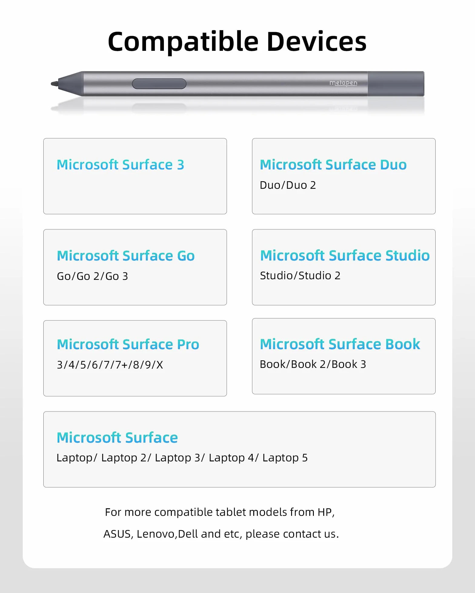 Metapen Penna M2 Biz per Microsoft Surface,180 Giorni Autonomia,4096 Livelli Pressione,2 in 1 Pulsante Sensibile all'inclinazione,Surface Pro X/9/8/7/6/5/4/Go 3/Studio 2/Book 3/Duo,ASUS VivoBook Flip
