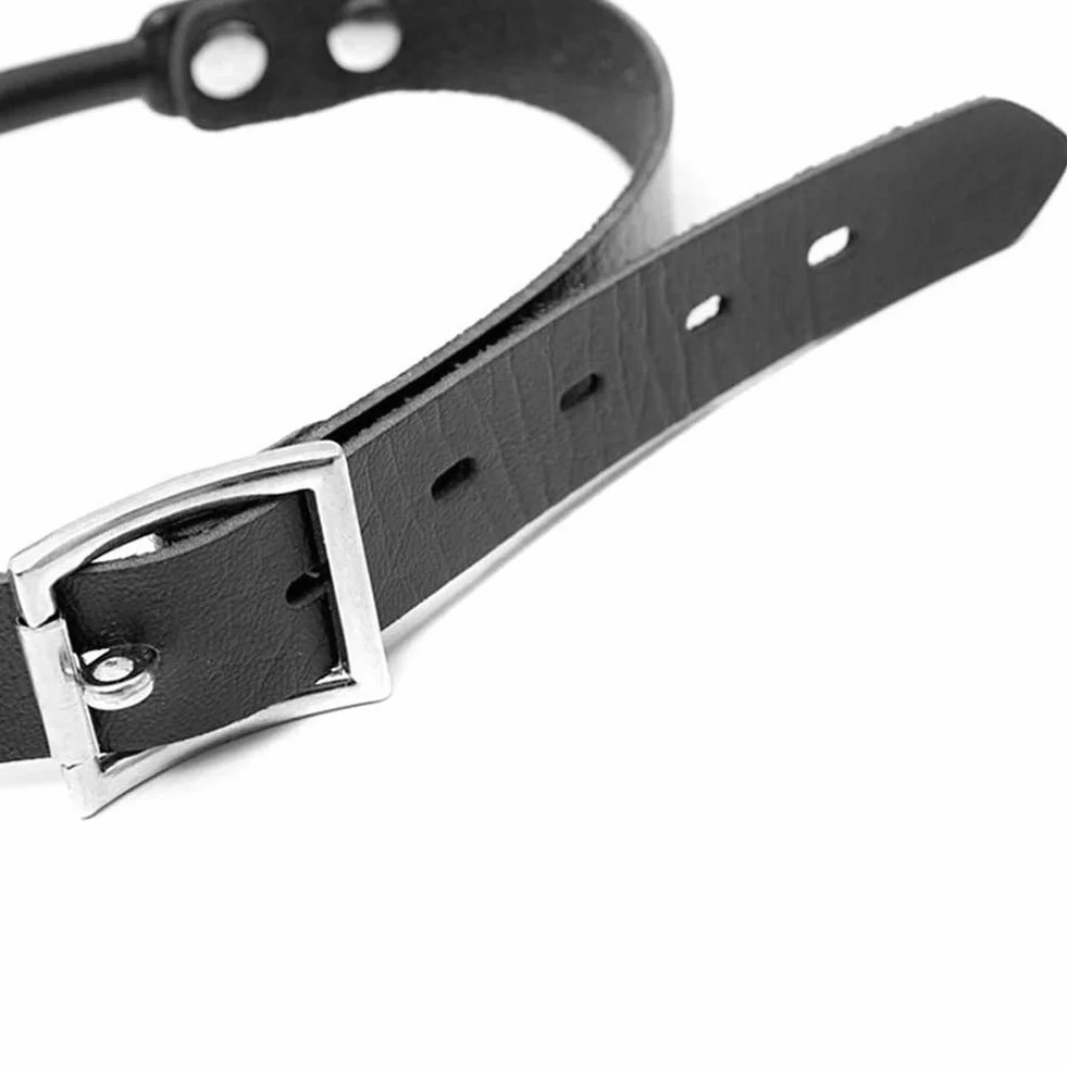 BDSM Knebel con lucchetto in ottone in pelle Band Mouth Gag Ball Bondage Fetish Sex Toy (Nero)
