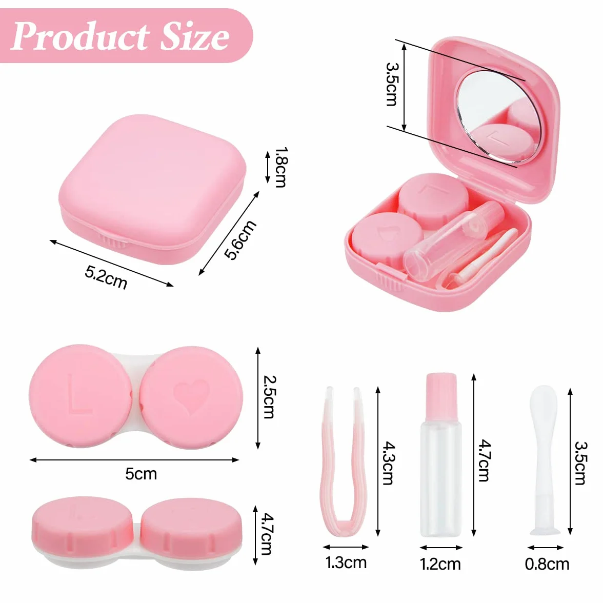 Custodia per Lenti a Contatto con Specchio, Porta Lenti da Viaggio Igienica Portatile Rosa