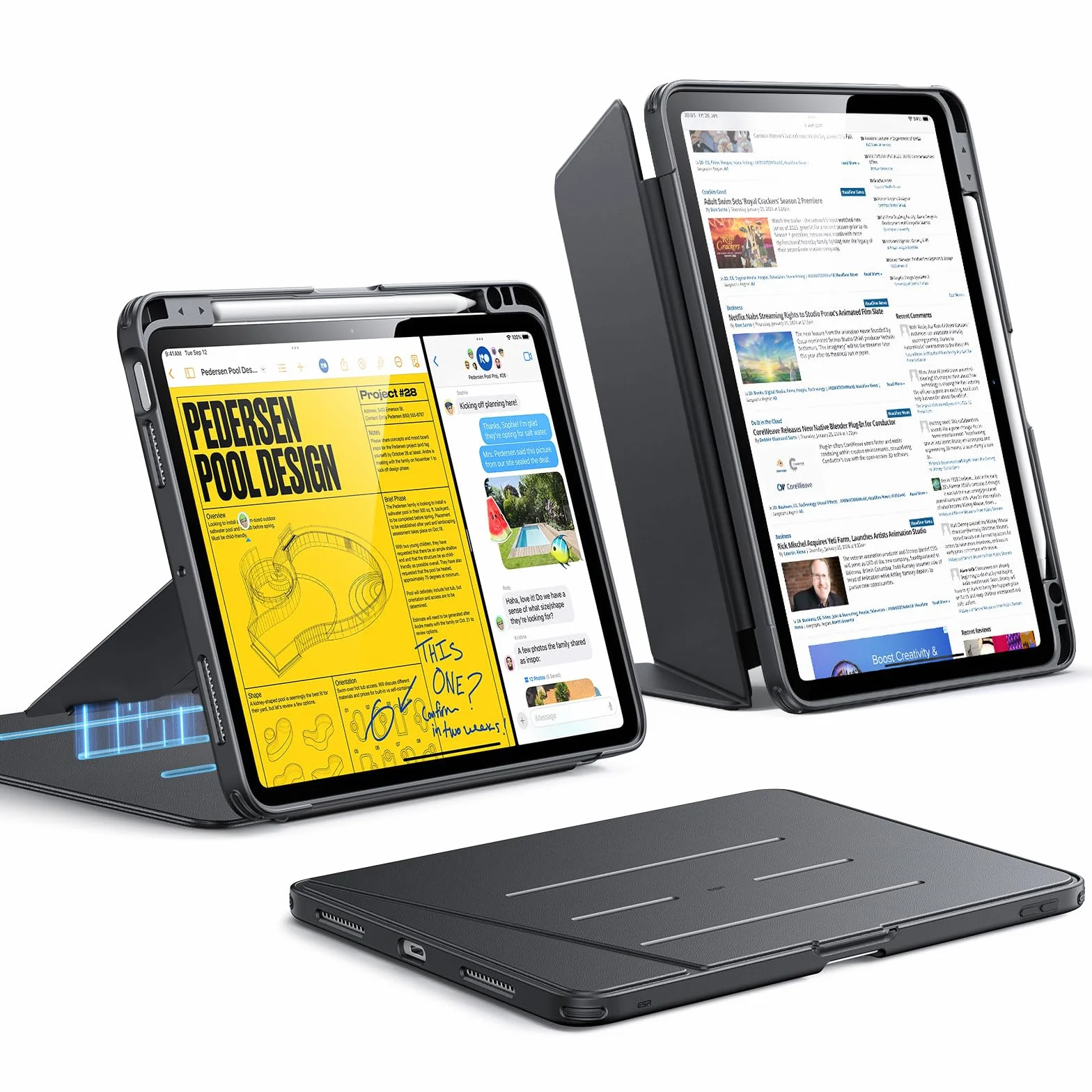 ESR Custodia per iPad Air 11" M4/M3/M2 2026/2025/2024, iPad Air 5a/4a Gen 2022/2020, Flip Serie Nero