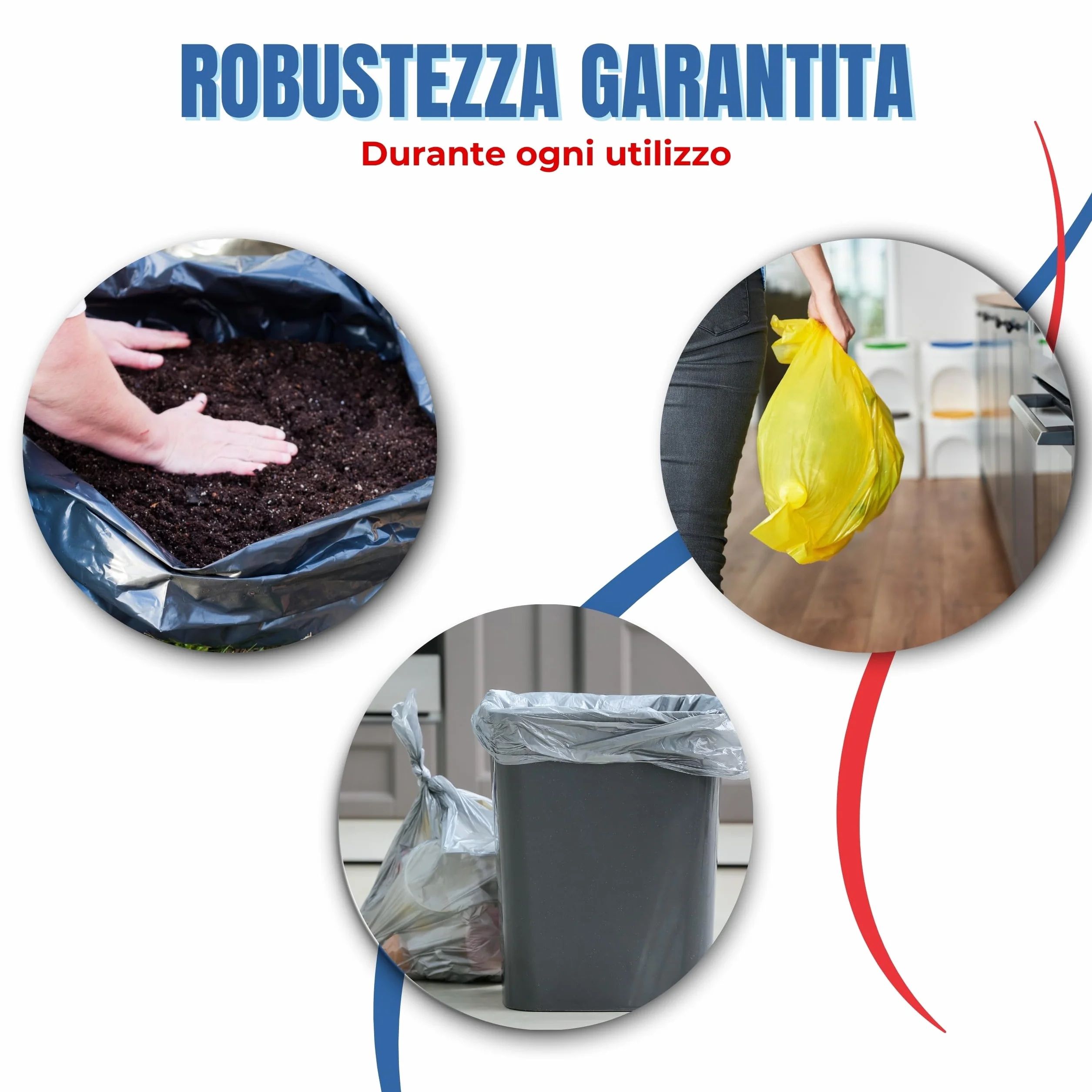 Bottari 60 Sacchi Immondizia 110L 70x110 cm con Laccetti di Chiusura Gialli