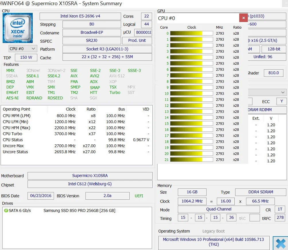 Intel Xeon E5 – 2696 V4/E5 – 2699 V4 SR2J0 22-Core 2.2 GHz (3.6ghz Max) LGA2011 – 3 CPU