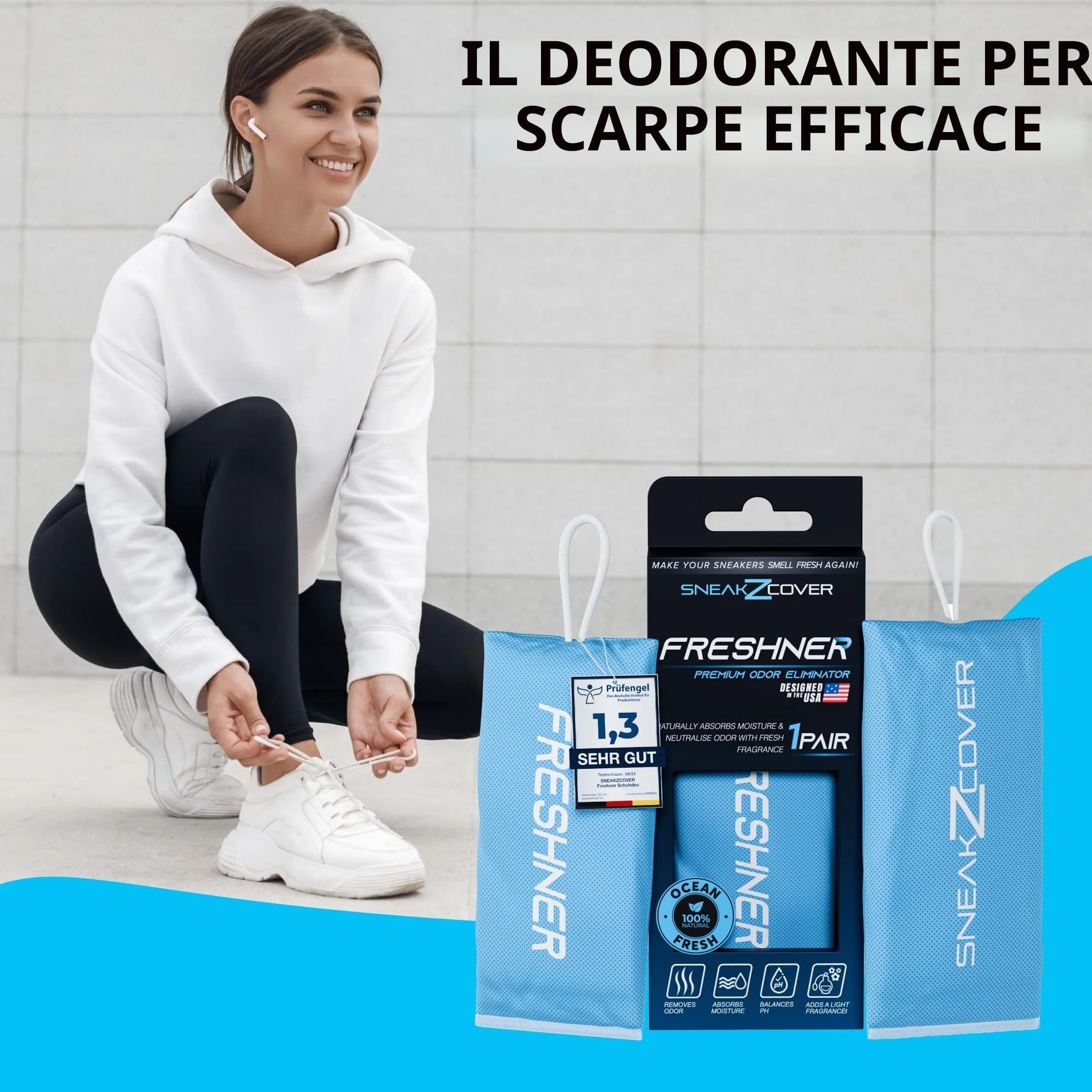 Deodorante per scarpe efficace contro odore e sudore piedi, elimina cattivi odori, fragranza fresca