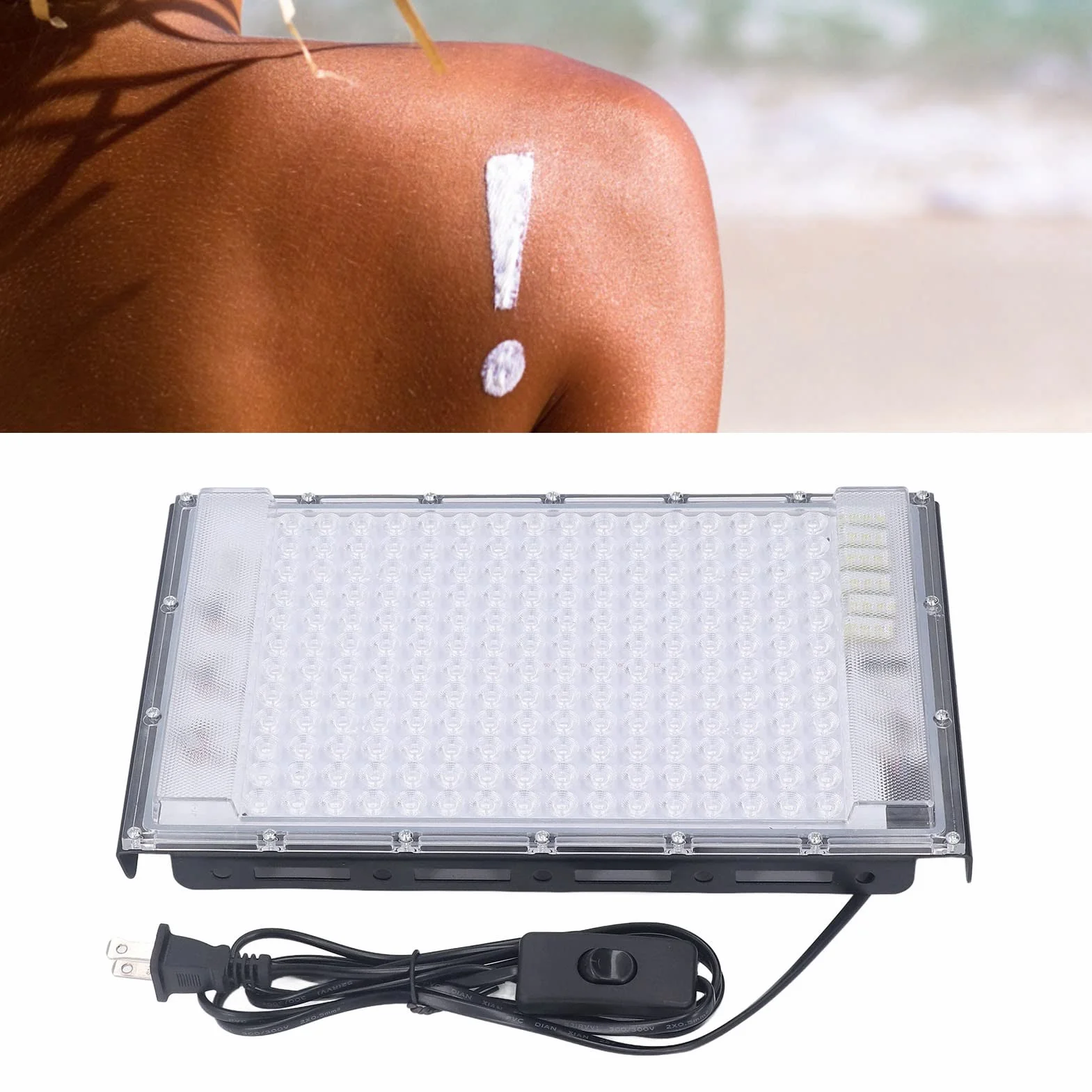 Lampada per Fototerapia Portatile a Luce Blu 100W 192 LED, Macchina Abbronzatura Viso e Corpo
