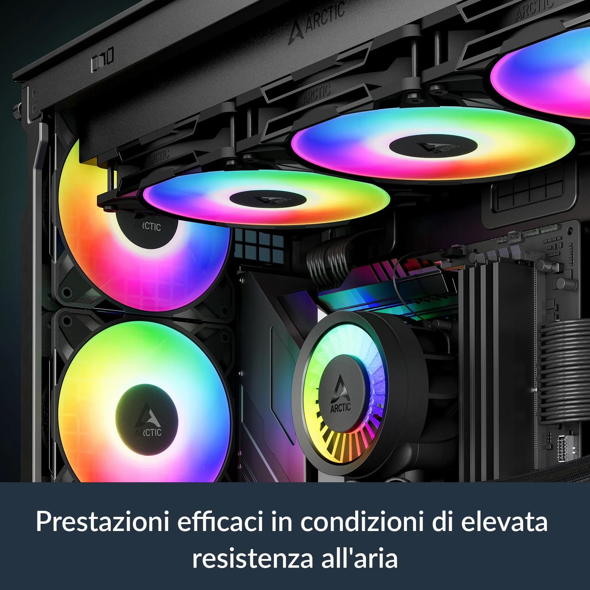 ARCTIC P12 Pro A-RGB 120mm PWM ventola 400-3000 rpm 5V Digital RGB cuscinetto fluidodinamico 4-Pin Nero 3 Pezzi