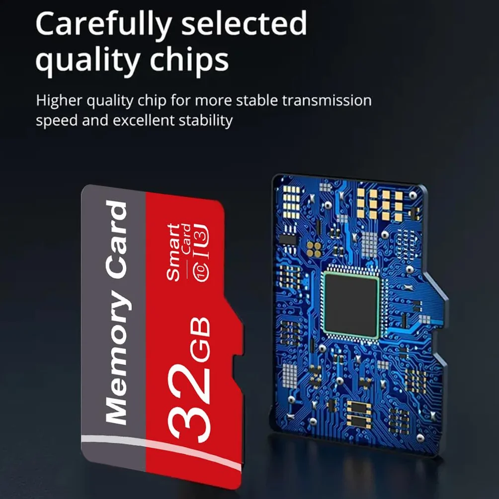 Confezione da 2 schede di memoria da 32 GB con adattatore, scheda TF ad alta velocità, UHS-I C10 A1, per tablet, telefono cellulare, fotocamera, audio per auto, console di gioco (32 GB)