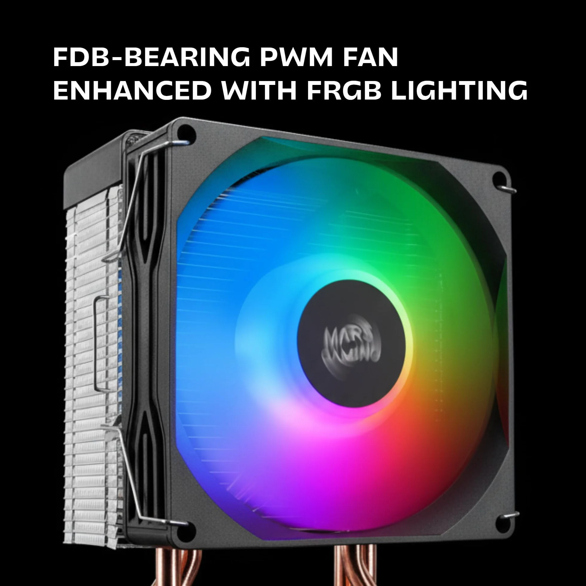 Mars Gaming MCPU-X3, Dissipatore CPU 190W TDP, 3x Heatpipes, Ventola PWM FDB, Illuminazione FRGB, Design Compatto SFF/Mini-ITX, Alette in Alluminio, Cooler PC con Compatibilità Intel e AMD, Nero