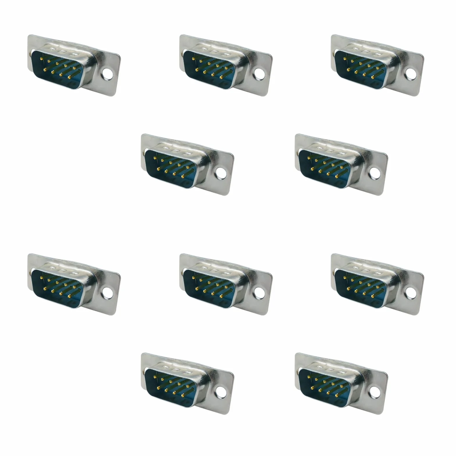 10pcs DB9 porta seriale maschio a saldare, 9 pin D-Sub DB9 connettori PCB RS232 tipo di saldatura seriale (10 x maschio)