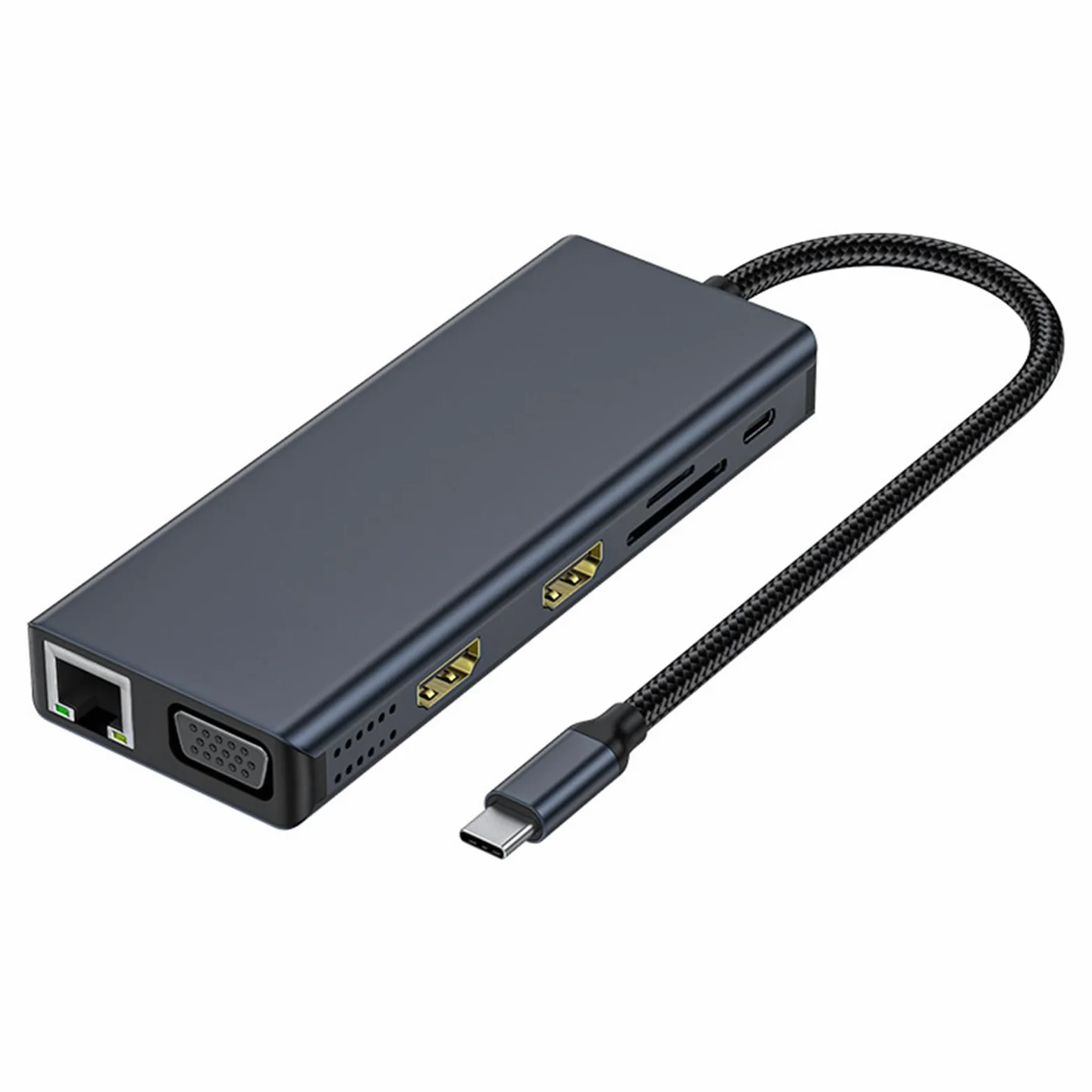 Docking Station Adattatore per Doppio Monitor Adattatore USB C 12 in 1 con VGA Gigabit Ethernet 4 Porte USB 3.0 Lettore schede Docking Station Multifunzione