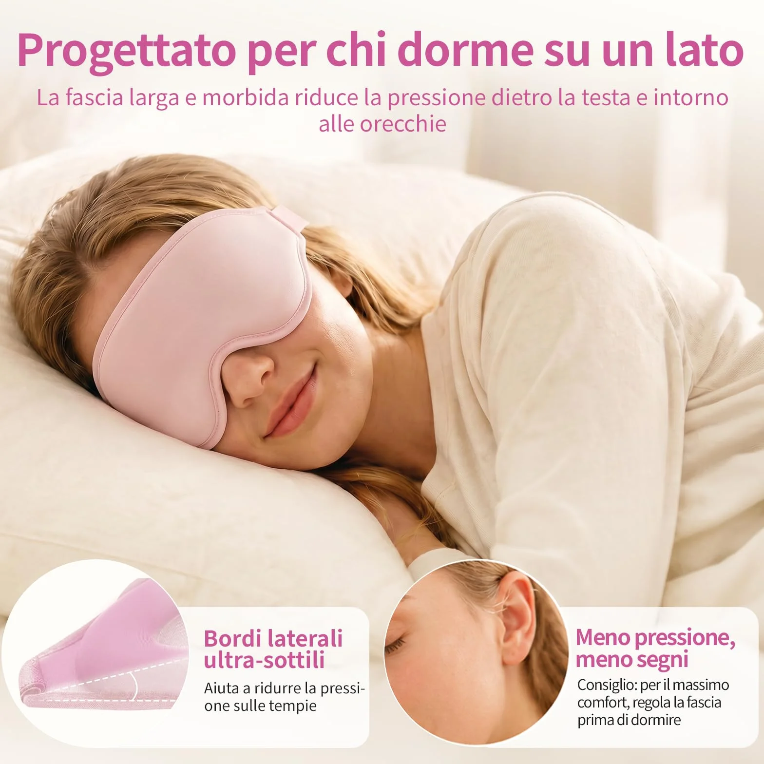 Maschera Sonno 3D Oscurante Coppe Oculari Profonde Senza Pressione Set da Viaggio