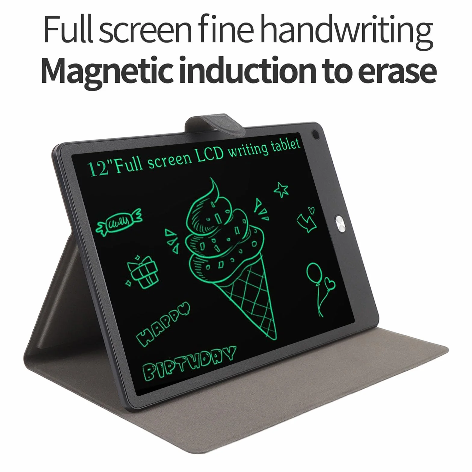 Tablet di Scrittura LCD 12 Pollici per Adulti, Schermo Intero PU, Nero