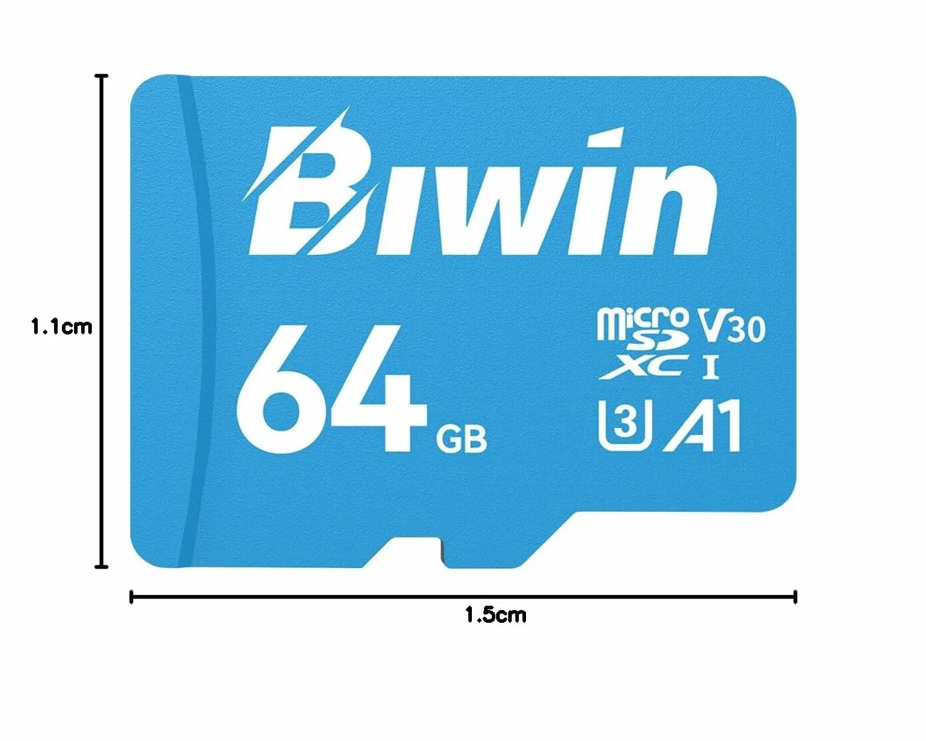 Biwin MS100 MicroSDXC UHS-I scheda di memoria 64 GB – Lettura fino a 160 MB/s – A1 V30 U3 4K UHD video per la registrazione video di smartphone/tablet/fotocamera digitale Canon Sony