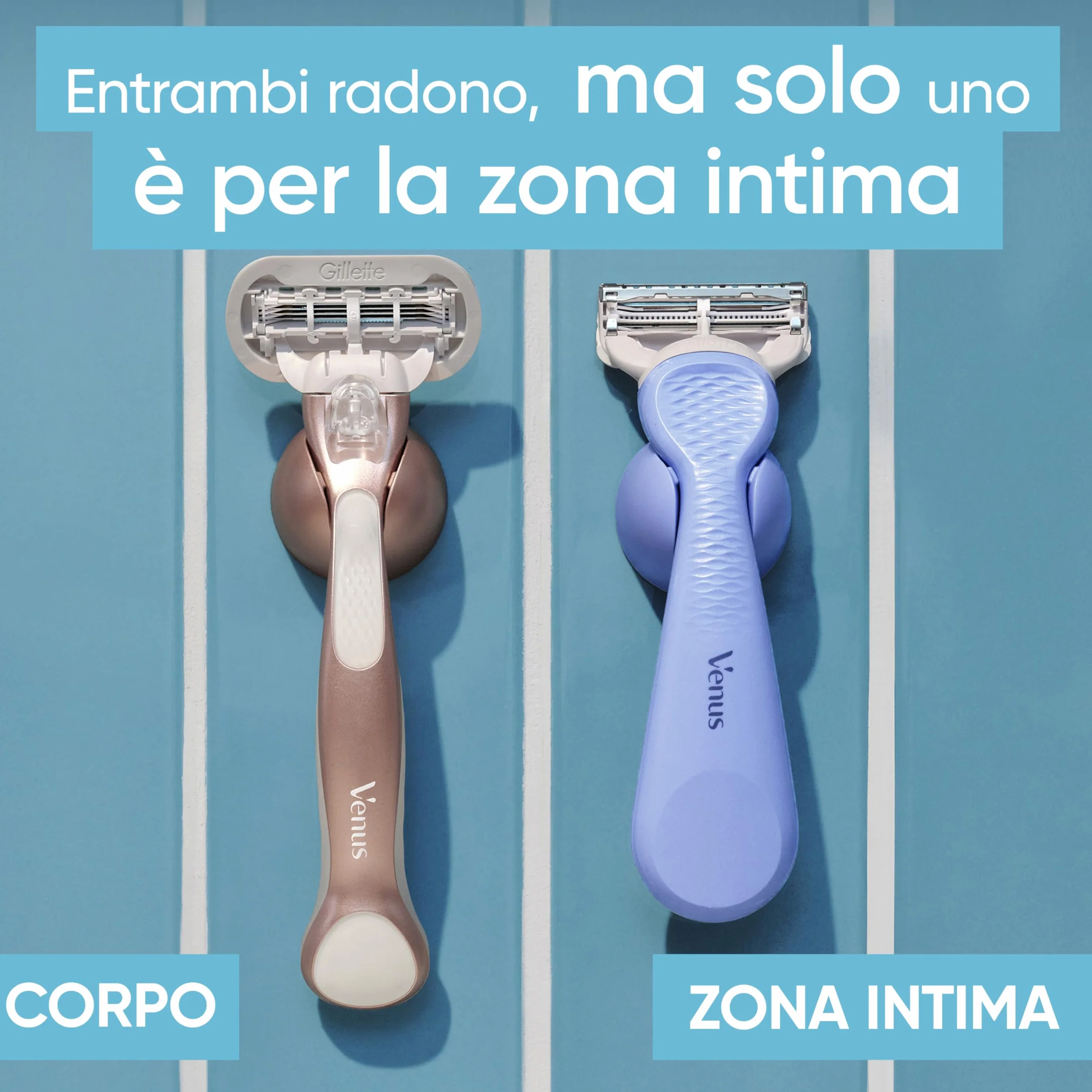 Gillette Venus Rasoio Donna Parti Intime + 3 Lamette Ricambio con Barra Anti-irritazioni