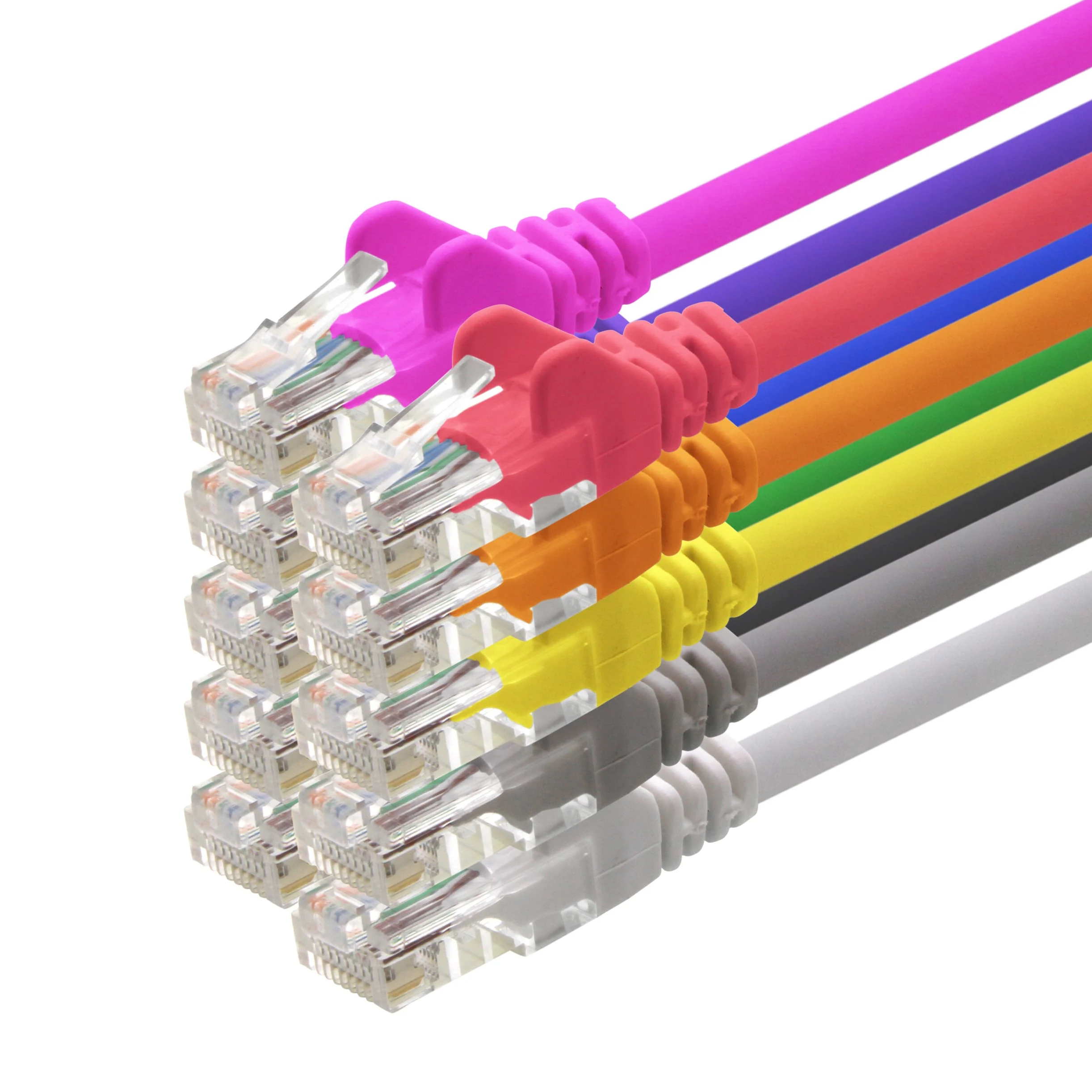 1aTTack-Cavo RJ45 UTP Cat. 5, Confezione da 5 Multicolore 10 Colores 5 m x 10