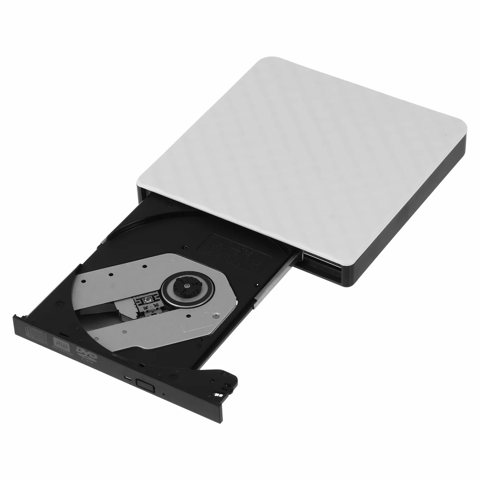 Masterizzatore Dvd Esterno USB 3.0 Unità CD Integrata, Slot Cavo Usb, Motivo Rombi Bianco, Unità Ottica Portatile per Laptop e Backup Dati