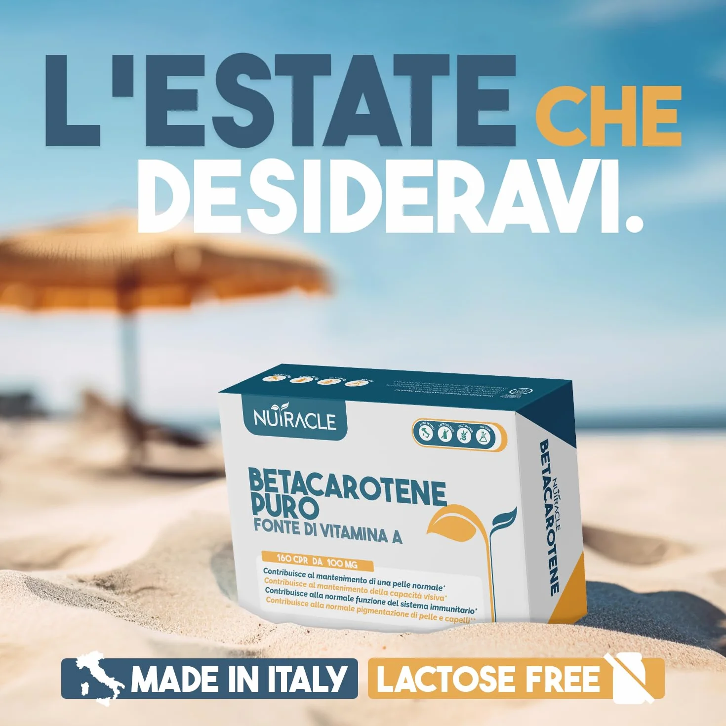 Nutracle Betacarotene 160 compresse Integratore Beta-Carotene Rame Abbronzatura Forte Vista Alta Concentrazione Pro Vitamina A