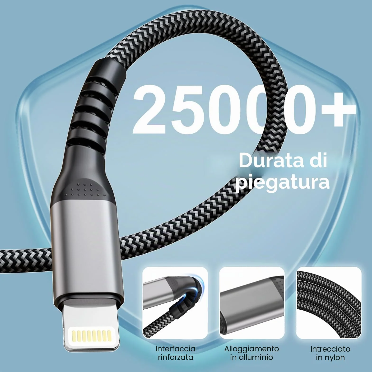 Cavo iPhone 3 Metri, Cavo Ricarica iPhone Cav Lightning 3M [Certificato MFi], Nylon Cavetto Phone Cavi Caricatore i-Phone Cavi USB Lightning Filo Caricatore per iPhone 14 13 12 11 Pro Max/8/7/SE