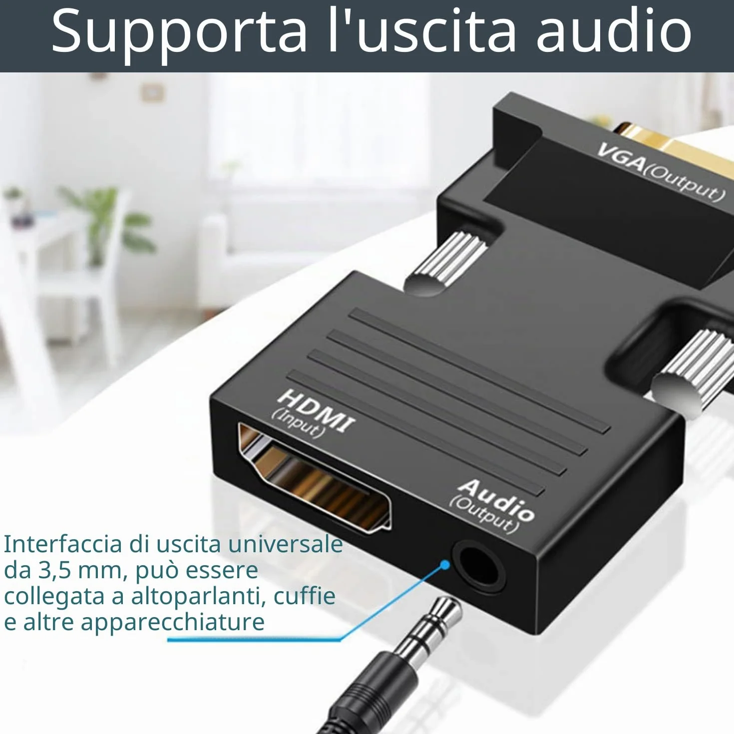 Adattatore HDMI a VGA Con Cavo Audio da 3,5 Mm, SZJUNXIAO1080P 60Hz Convertitore hdmi Femmina a vga Maschio Compatibile Con Computer Portatile per Monitor Proiettore TV