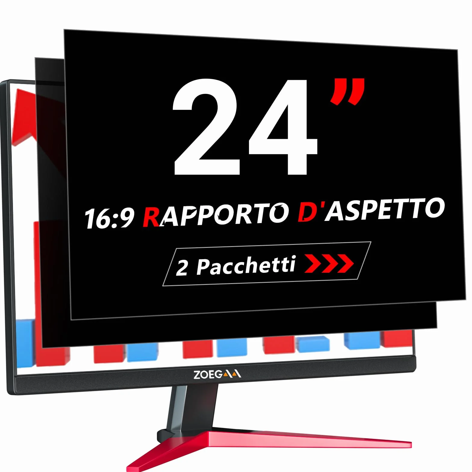 ZOEGAA Confezione da 2 Pellicole Privacy Monitor 24 Pollici per Computer 16:9 - Filtro Privacy Antiriflesso con Protezione Luce Blu per PC, Rimovibile a Doppia Faccia, Protezione Dati a 180°