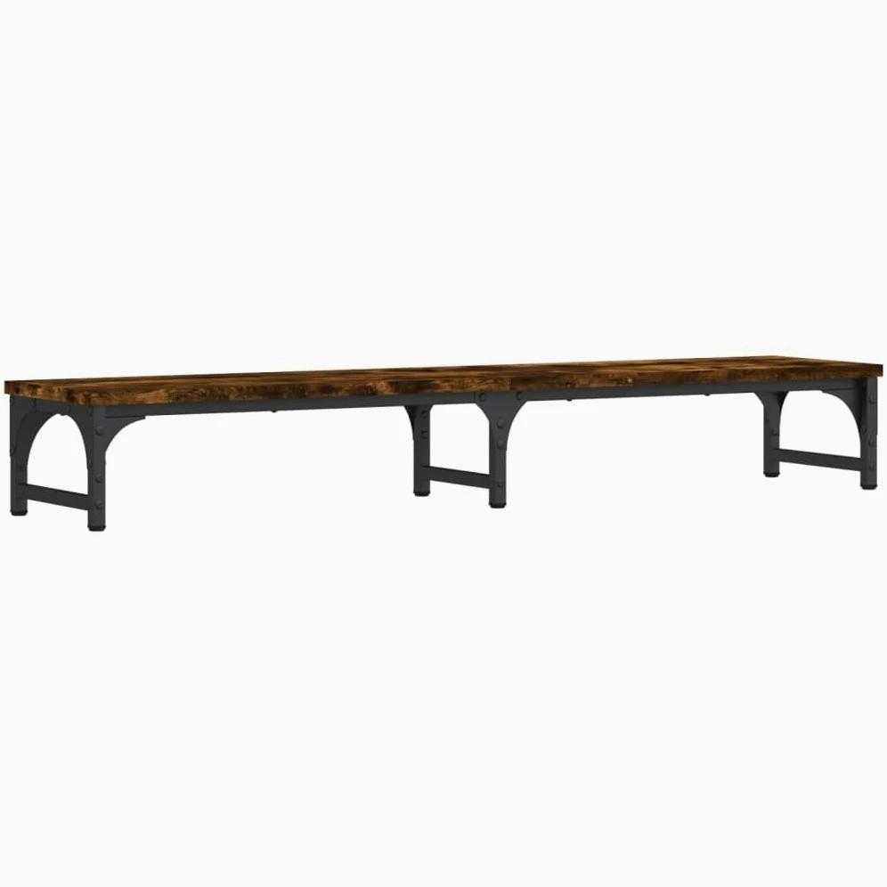 Supporto per monitor in legno di rovere affumicato, 105 x 23 x 15,5 cm, con gambe regolabili, rialzo ergonomico per un maggiore spazio sotto lo schermo