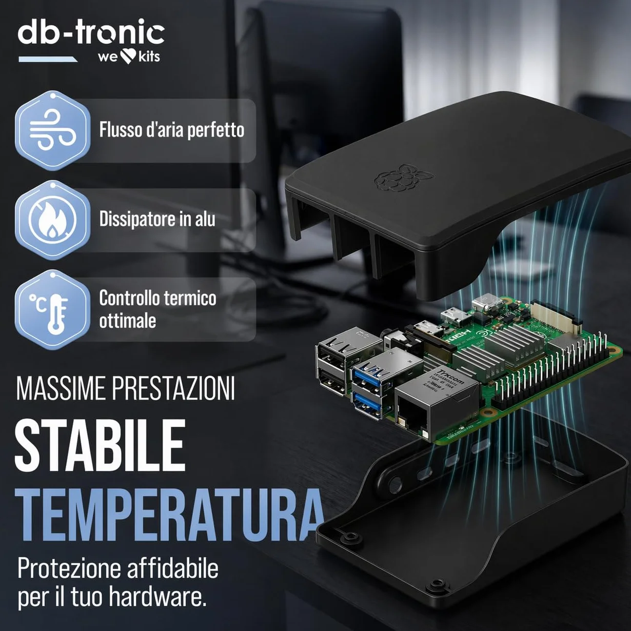 Raspberry Pi 4 4 GB Starter Kit 64 GB Nero Alimentatore 15 W Micro HDMI 4K Dissipatori Home Assistant Smart Home