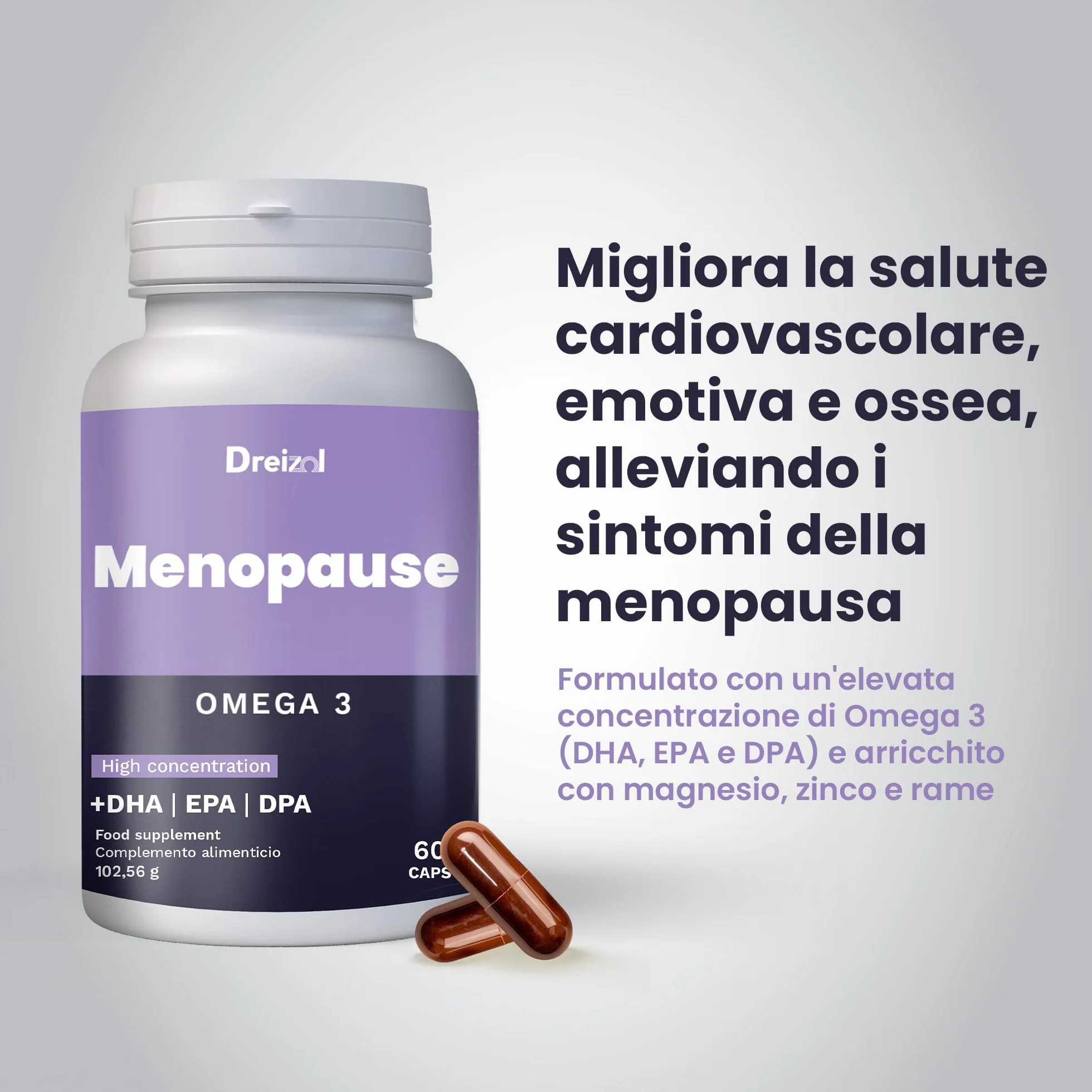 Brudy Lab Omega 3 Menopausa 8 in 1 Capsule DHA EPA DPA trigliceridi vitamine minerali 60 capsule