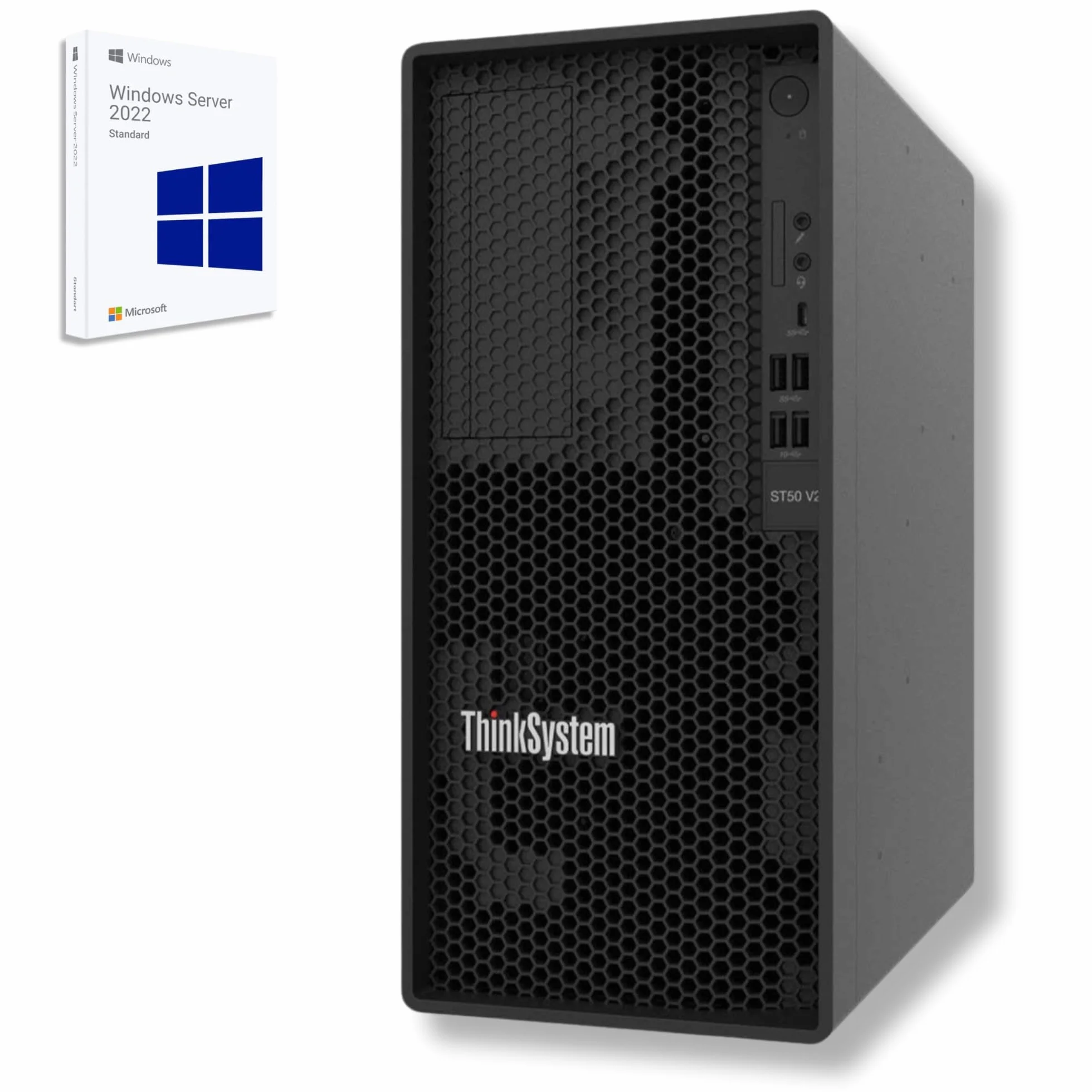 Lenovo ThinkSystem ST50 V2 Xeon E-2324G 32GB RAM 2x 1TB SATA Controller Win Server 2022