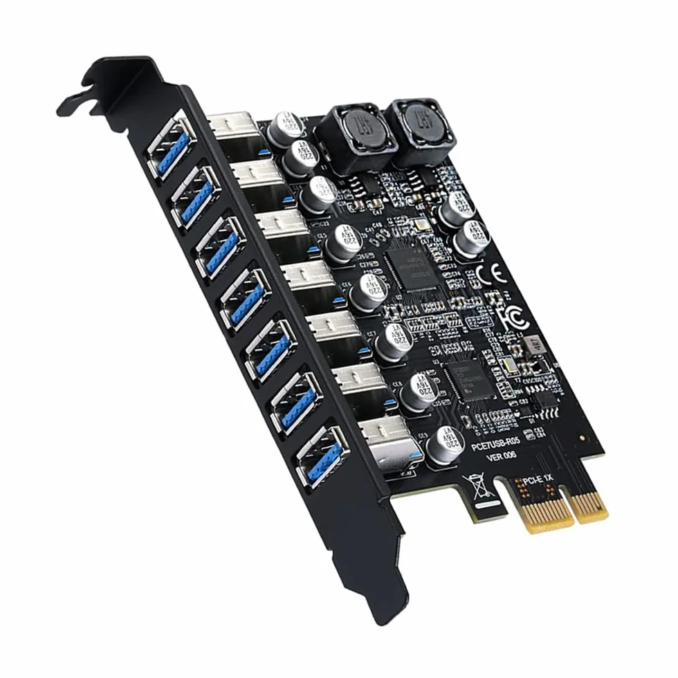 Scheda adattatore controller frontale USB 3.2 a 7 porte, scheda di espansione PCI-E Express a 7 porte, scheda USB interna PCIe collega 7 dispositivi avanzati per Windows