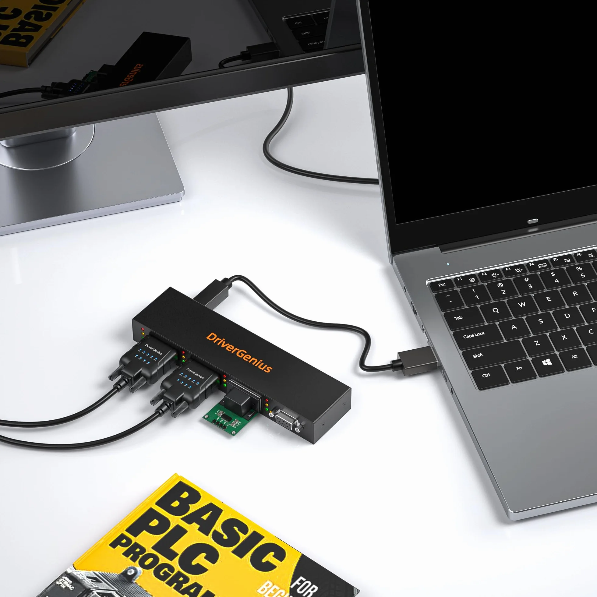 DriverGenius 4XRS232-D | Adattatore 4-Porte Seriale RS232-USB - 3+1 Convertitore da RS232 a USB 2.0 (3x DB9 Maschio + 1x DB9 Femmina), Metallo
