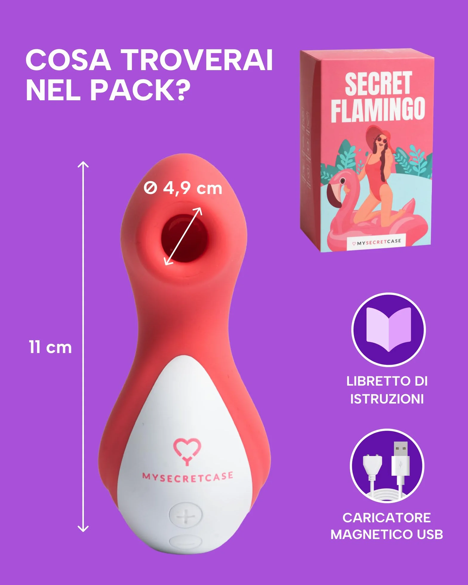 MySecretCase Succhia Clitoride Squirt Stimolatore 10 Modalità Suzione Silenzioso Silicone Vibratore Donna Impermeabile