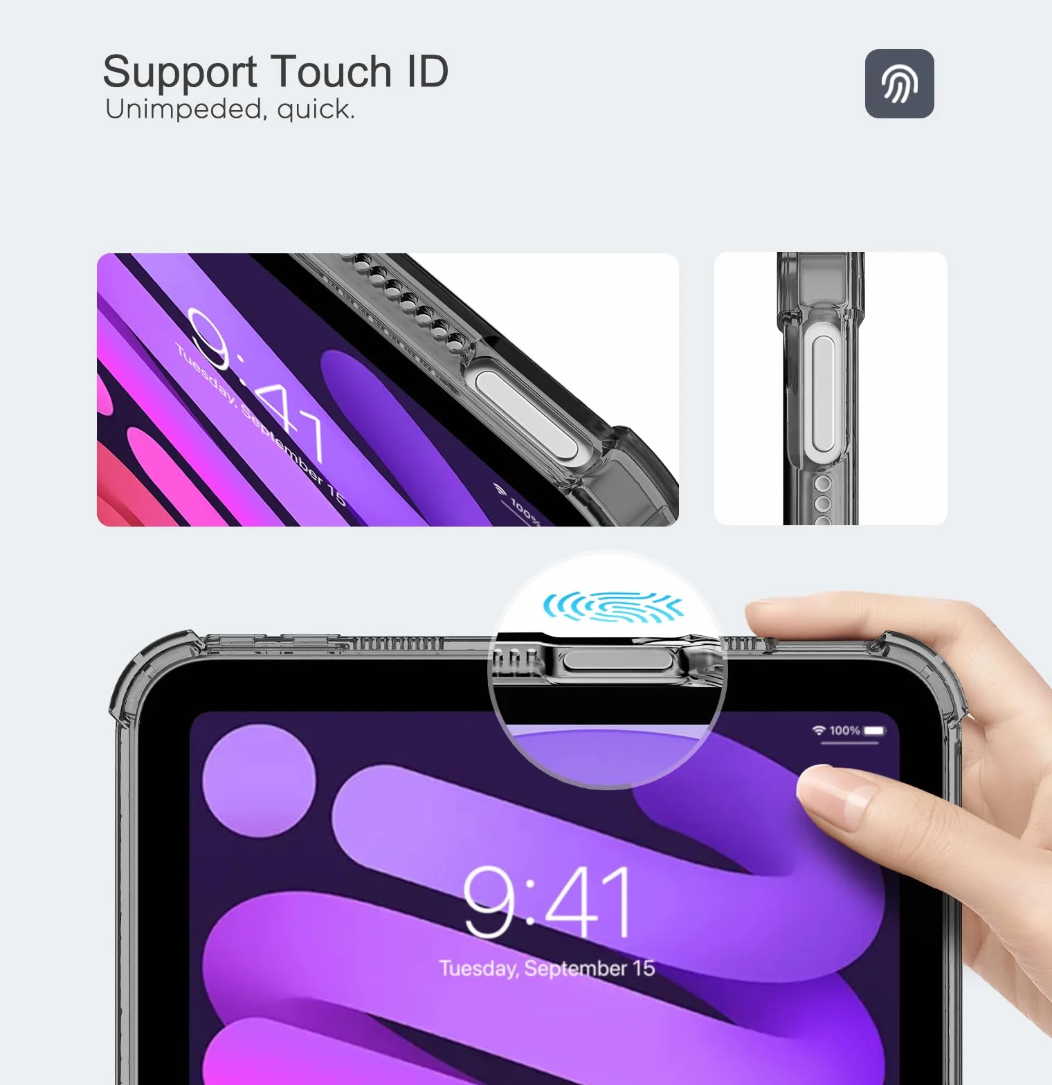 MoKo Custodia per iPad Mini (A17 PRO), iPad Mini 7a/6a Gen. 8,3 Pollici (2024/2021) Cover Sottile e Leggera in TPU Morbido Custodia Protettiva Morbido TPU Trasparente Antiurto Tablet Cover, Nero