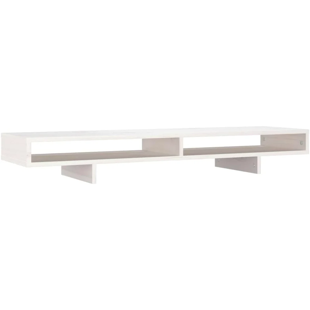Supporto per monitor 100 x 27 x 14 cm in legno di pino solido bianco 02_0004471