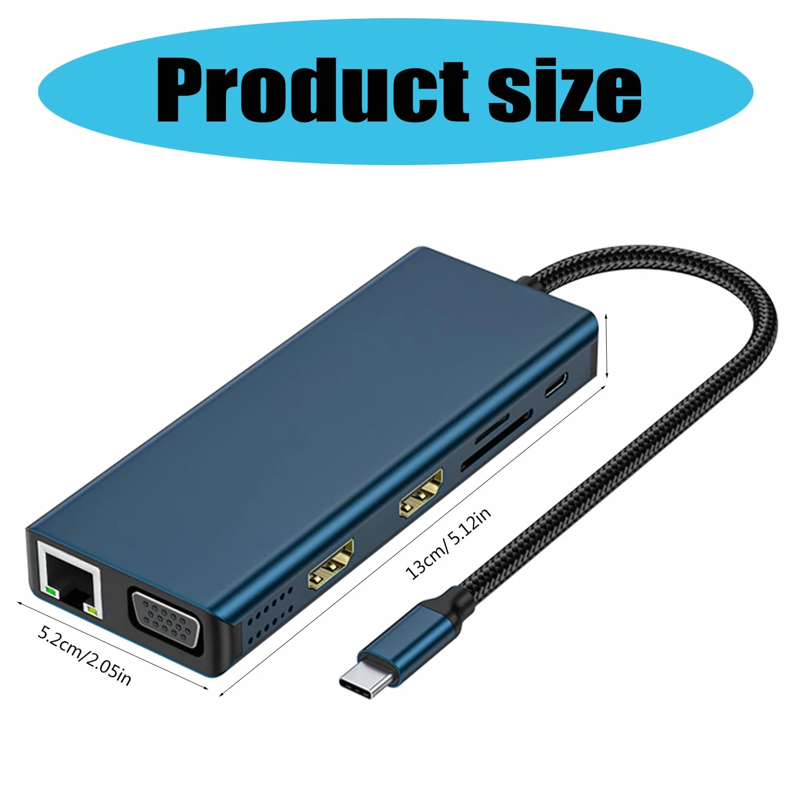 Docking Station Adattatore per Doppio Monitor Adattatore USB C 12 in 1 con VGA Gigabit Ethernet 4 Porte USB 3.0 Lettore schede Supporto per Doppio Display