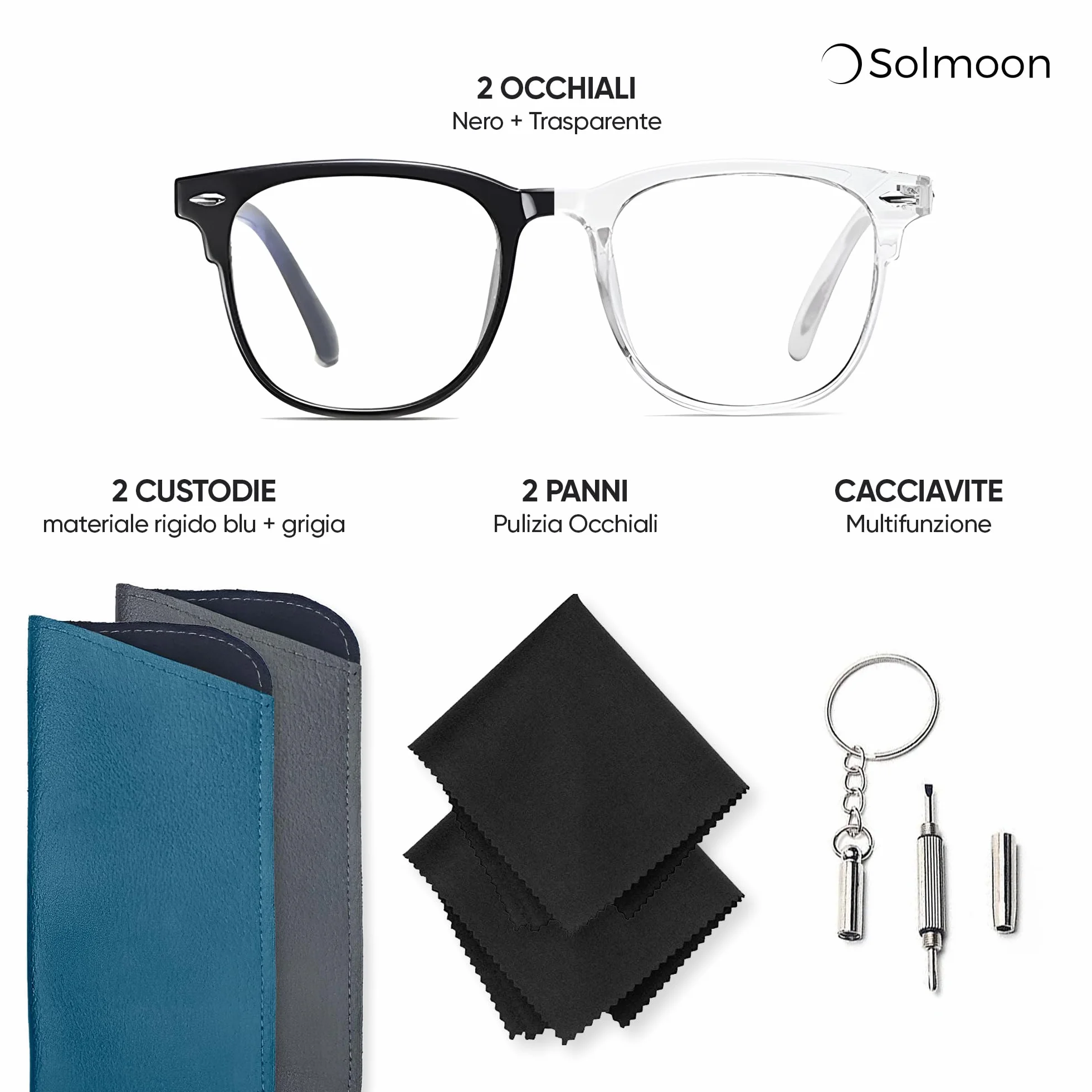 Occhiali Luce Blu Donna Uomo Set 2 Anti Luce Blu Computer Filtro