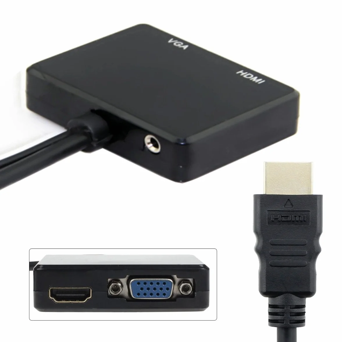 JSER HD-213 HDMI a VGA & HDMI femmina Splitter con cavo audio video convertitore adattatore per HDTV monitor PC