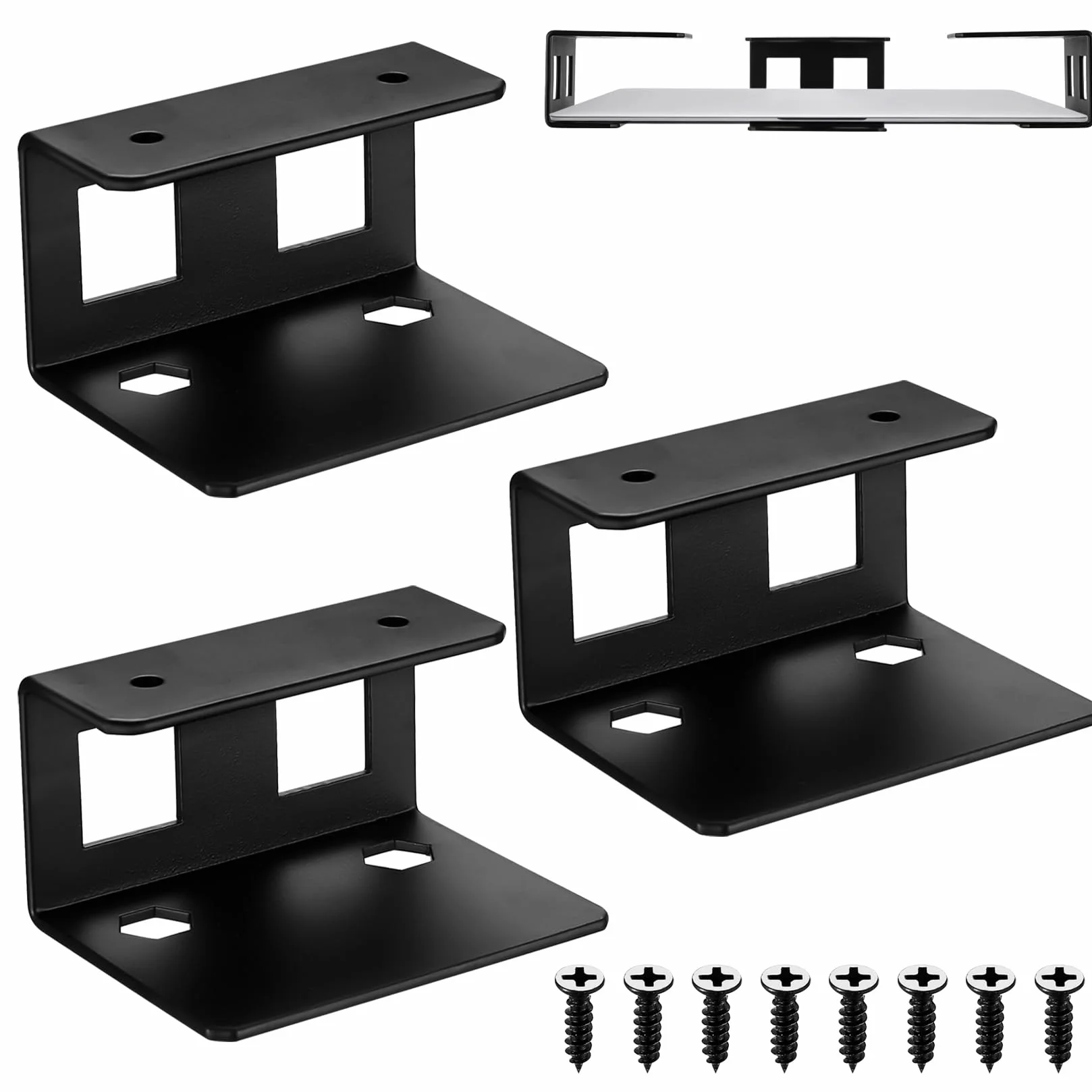 3 Pz Supporto per Laptop Sotto la Scrivania, Supporto sotto Scrivania/da Parete per Computer Portatile, Supporti Sotto la Scrivania per Tablet Tastiera Dispositivi con Spessore < 3,5 cm (Nero)