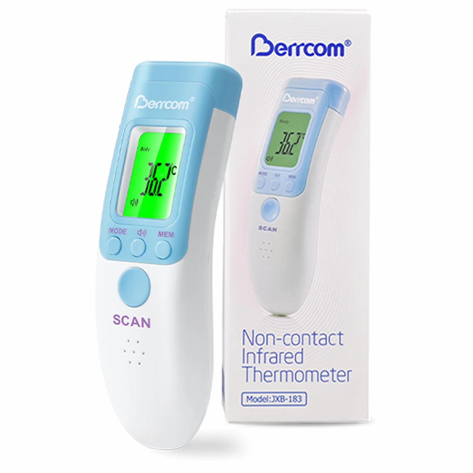 Berrcom Termometro Frontale Infrarosso 3 in 1 Senza Contatto per Adulti e Bambini con Allarme Febbre